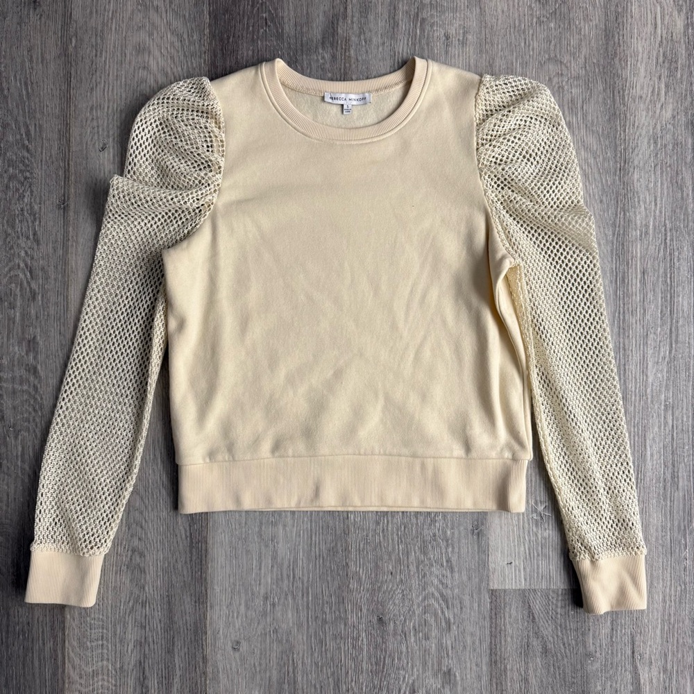 Rebecca Minkoff Cream Mesh Sleeve Sweatshirt